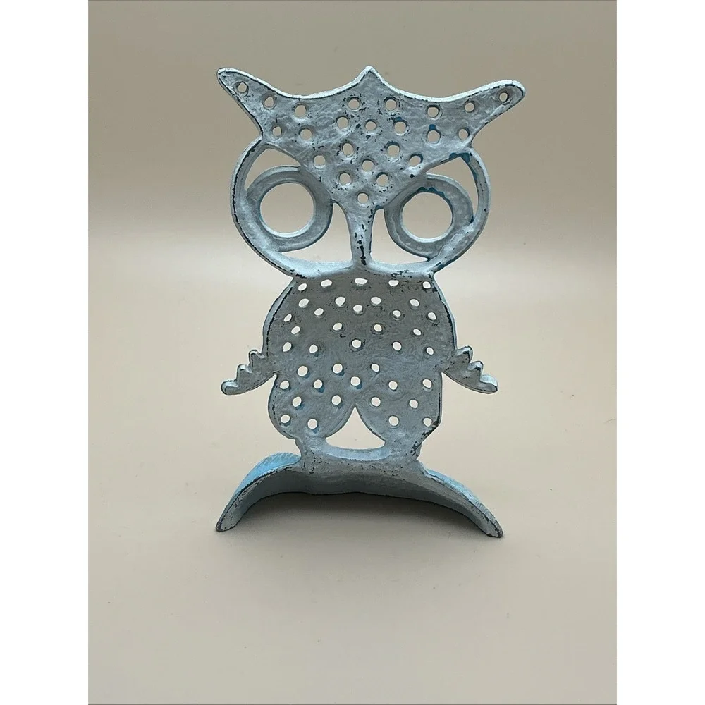 Vintage Distressed Decorative Turquoise‎ Owl Figurine